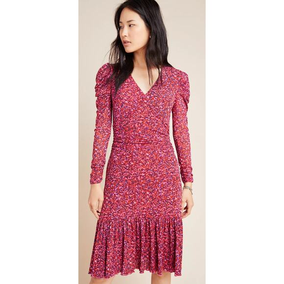 Diane von Furstenberg Pink Floral Ruched Mini Dress - Picture 1 of 8